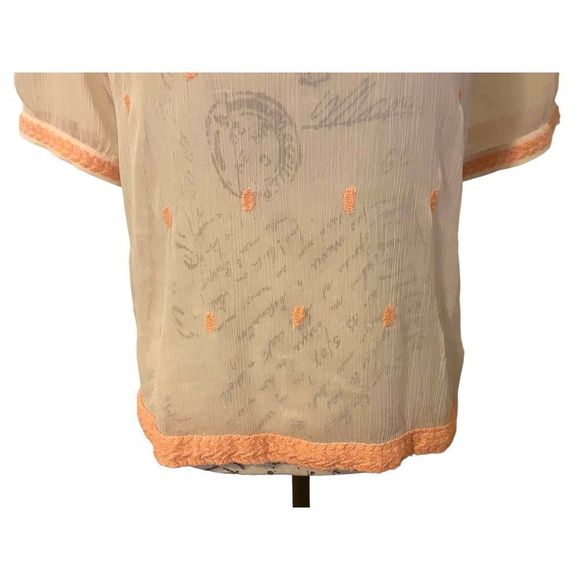 Peach Blouse with Delicate Coral inlaid stitching - Picture 9 of 16